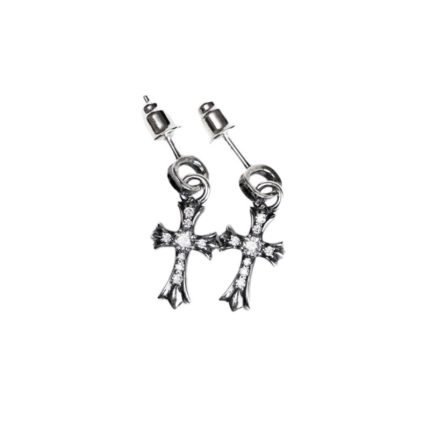 CH Cross Baby Fat Stud Earrings With Pavé Diamond