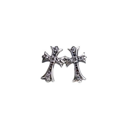 CH Cross Baby Fat Stud Pierce With Pave Diamond