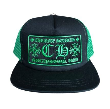 Chrome Hearts CH Hollywood Trucker Hat – Black/Green