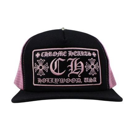 Chrome Hearts CH Hollywood Trucker Hat – Black/Pink