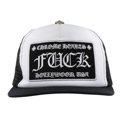Chrome Hearts CH Hollywood Trucker Hat – Black/White