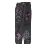 Chrome Hearts Fleur Knee Leather Cross Patch Pants