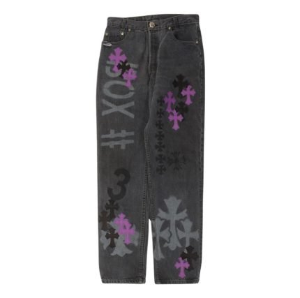 Chrome Hearts Fleur Knee Leather Cross Patch Pants