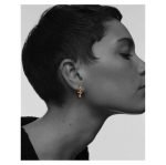 22K Gold Baby Cross Charm Earrings With Rubies