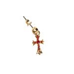 22K Gold Baby Cross Charm Earrings With Rubies