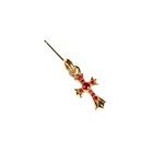22K Gold Baby Cross Charm Earrings With Rubies