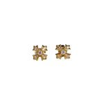 22K Gold CH Plus Stud Earrings With Diamonds