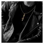 22K Gold Cross With One Gold Ball Charm
