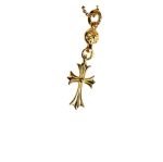22K Gold Cross With One Gold Ball Charm
