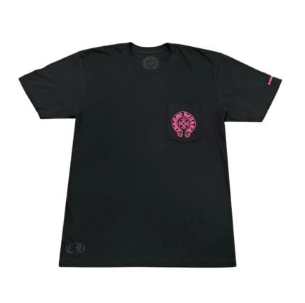 Chrome Hearts Pink Horseshoe Pocket T-Shirt Black