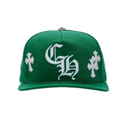 Chrome Hearts Green Snapback Hat White Cross Patch Edition