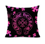 Chrome Hearts Black Pink Horseshoe Cushion