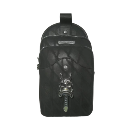 Chrome Hearts Black Leather Dagger Sling Bag