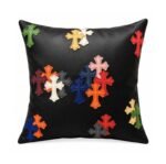 Chrome Hearts Black Multicolor Cross Leather Cushion