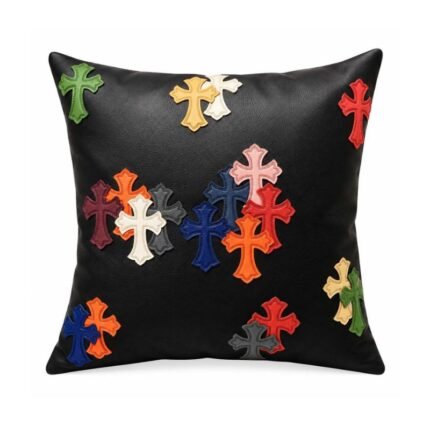 Chrome Hearts Black Multicolor Cross Leather Cushion