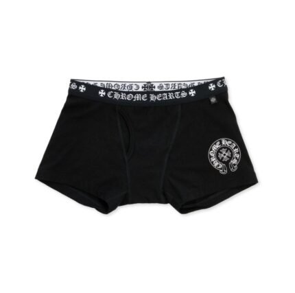 Black Cotton Boxer Brief with Black and White Jacquard