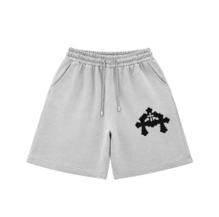 Chrome Hearts Cemetery Cross Logo Grey Sweat Shorts