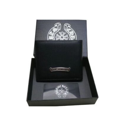 Chrome Hearts Black Leather Logo Plaque Bifold Wallet