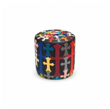 Chrome Hearts Black Multicolor Cross Leather Ottoman