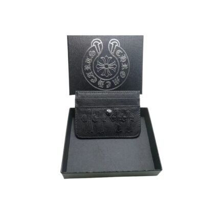 Chrome Hearts Black Cross Embossed Leather Card Holder