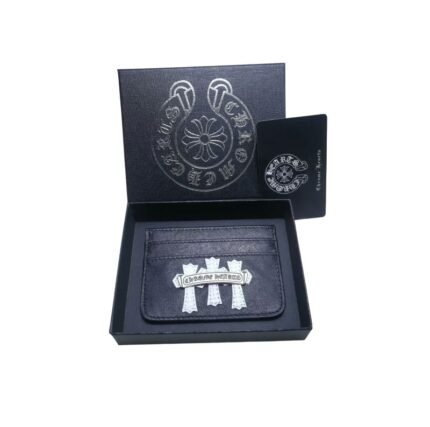 Chrome Hearts Black White Triple Cross Card Holder