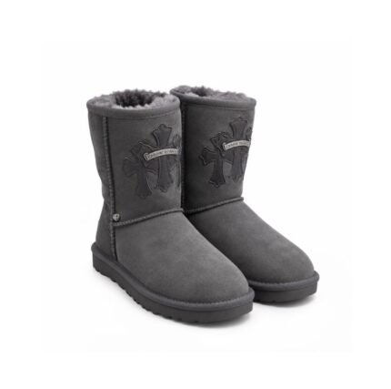Chrome Hearts Gothic Cross Classic Short UGG Boots – Gray