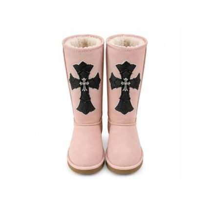 Chrome Hearts Pink Black Cross Winter Boots
