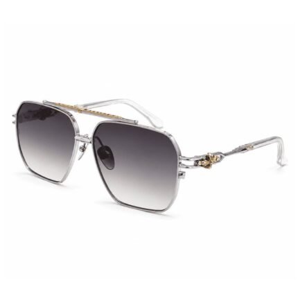 Chrome Hearts Silver Hexagon Purple Gradient Sunglasses