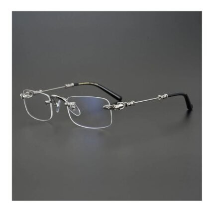 Chrome Hearts Silver Rimless Cross Glasses