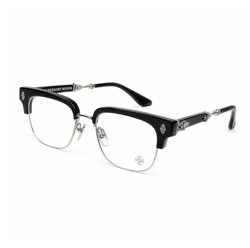 Chrome Hearts Clubmaster Black Silver Glasses Chrome Hearts Clubmaster Black Silver Glasses