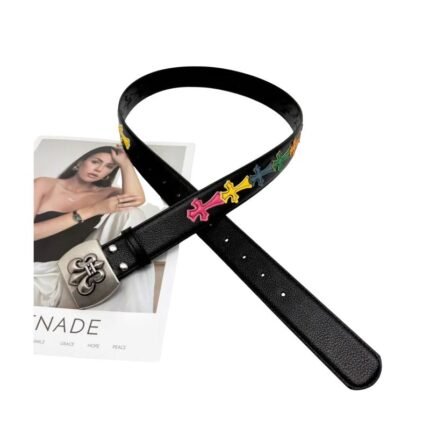Chrome Hearts Multicolor Cross Patch Leather Belt