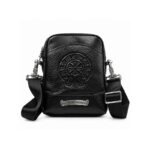 Chrome Hearts Black Leather Horseshoe Mini Crossbody Bag