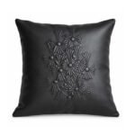 Chrome Hearts Black Floral Cross Leather Pillow