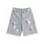 Chrome Hearts Multi Cross Patch Denim Shorts