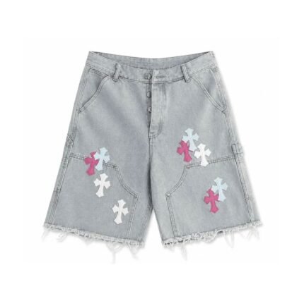 Chrome Hearts Multi Cross Patch Denim Shorts