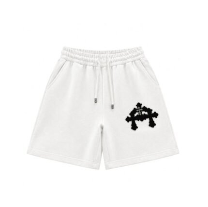 Chrome Hearts Cemetery Cross Logo White Sweat Shorts
