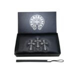 Chrome Hearts Black Triple Cross Leather Zip Wallet