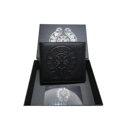 Chrome Hearts Black Leather Horseshoe Bifold Wallet
